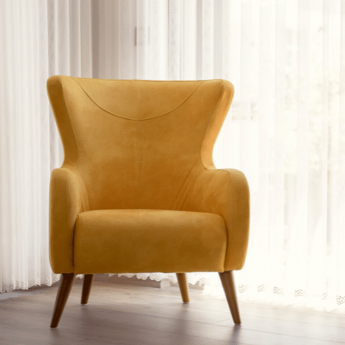 Fauteuil jaune en velours